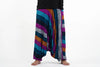 Plus Size Boho Striped Drop Crotch Harem Pants in Blue