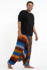 Plus Size Boho Striped Drop Crotch Harem Pants in Rust