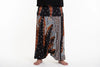 Plus Size Peacock Feathers Drop Crotch Harem Pants in Black