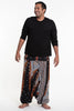 Plus Size Peacock Feathers Drop Crotch Harem Pants in Black