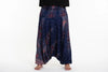 Plus Size Peacock Feathers Drop Crotch Harem Pants in Blue