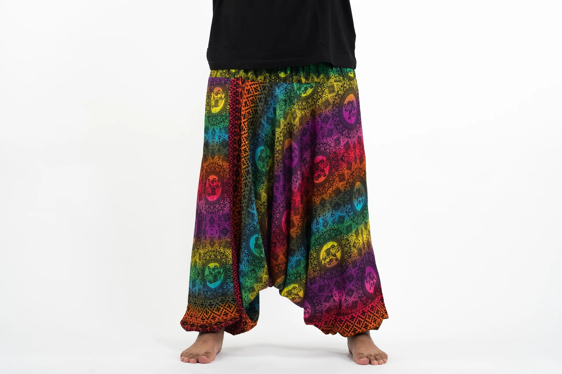 Plus Size Rainbow Elephant Drop Crotch Elephant Pants in Purple