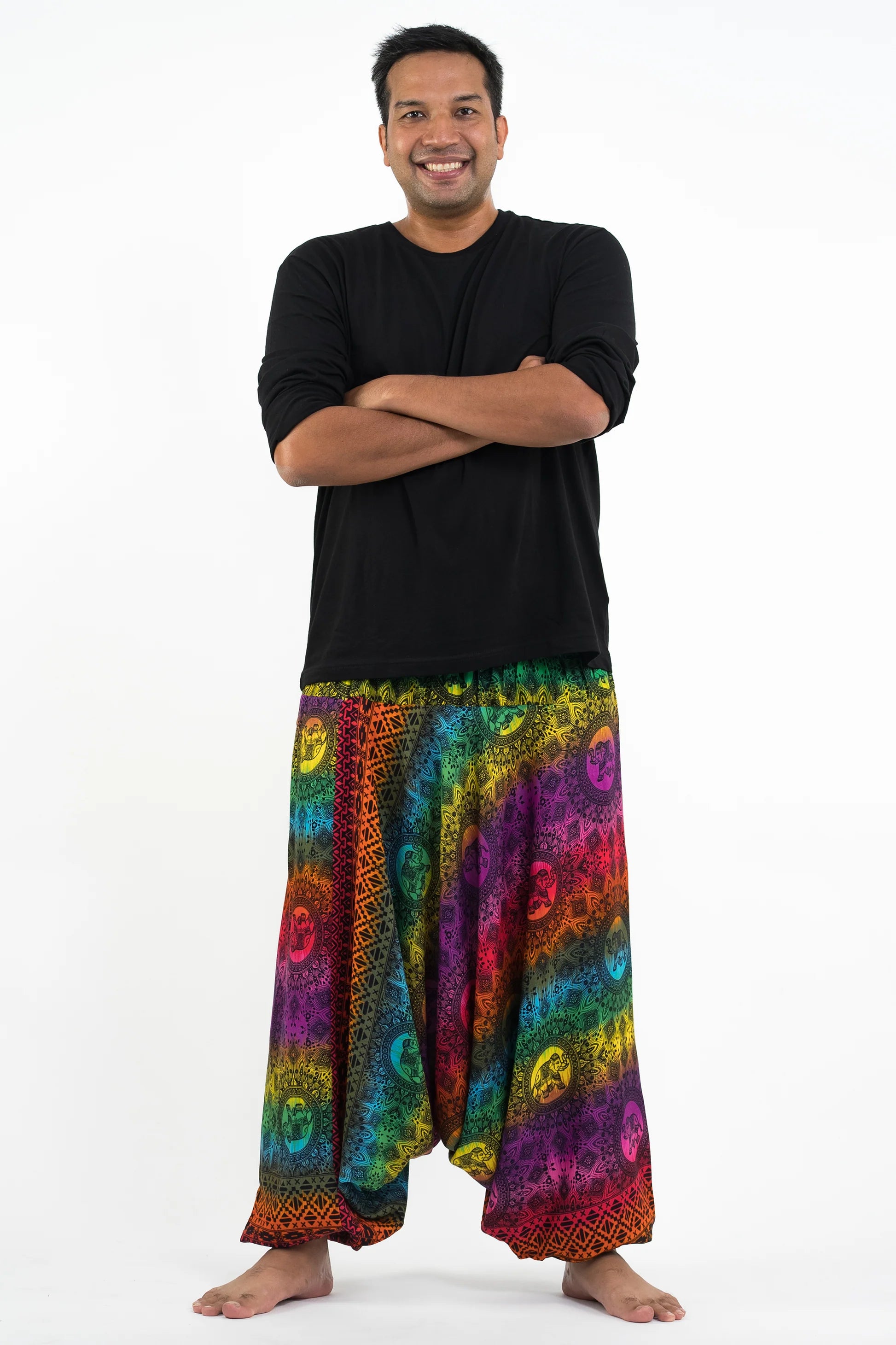 Plus Size Rainbow Elephant Drop Crotch Elephant Pants in Purple