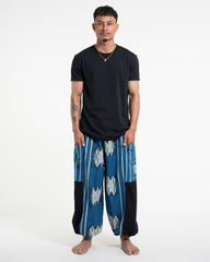 Two Tone Thai Hill Tribe Fabric Unisex Cotton Pants in Blue