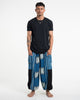 Two Tone Thai Hill Tribe Fabric Unisex Cotton Pants in Blue