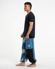 Two Tone Thai Hill Tribe Fabric Unisex Cotton Pants in Blue