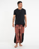 Two Tone Thai Hill Tribe Fabric Unisex Cotton Pants in Brick