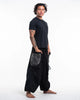 Unisex Cotton Pants with Swirls Prints Pocket in Black