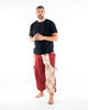 Unisex Two Tone Om Prints Cotton Pants in Cream and Red