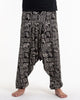 Unisex Hill Tribe Elephant Print Harem Pants in Black