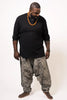 Plus Size Unisex Hill Tribe Paisley Print Harem Pants in Black