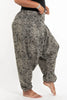 Plus Size Unisex Hill Tribe Paisley Print Harem Pants in Black