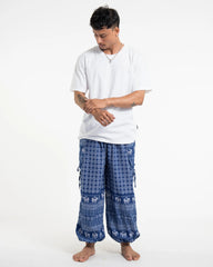 Unisex Hill Tribe Cotton Elephant Pants in Blue