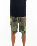 Wholesale Unisex Patchwork Stone Washed Cargo Cotton Shorts in Green 01 - $15.00