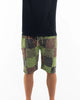 Unisex Patchwork Stone Washed Cargo Cotton Shorts in Green 01