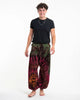 Unisex Tie Dye Cotton Harem Pants in Green Magenta