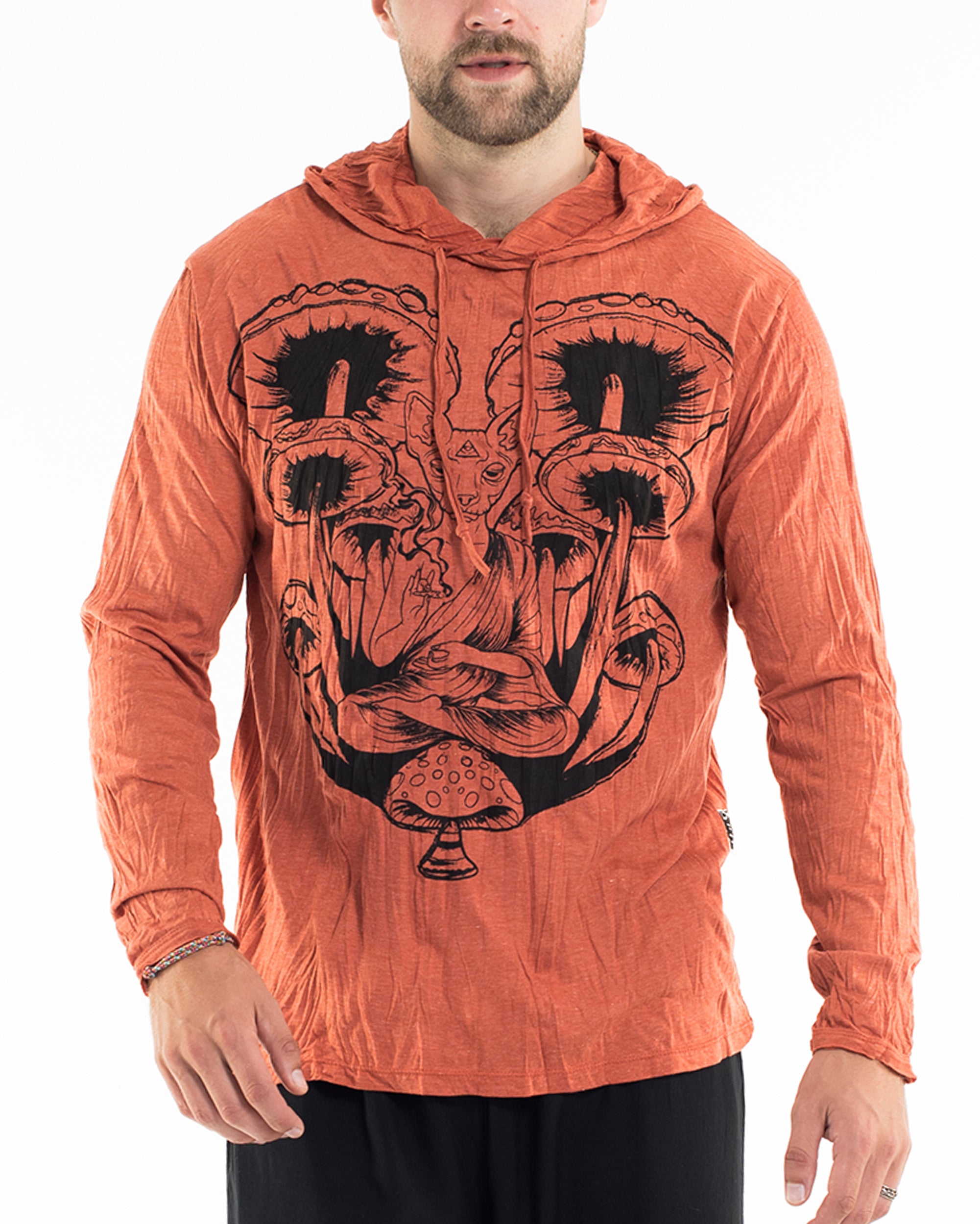 Sure Design Unisex Spiritual Shroom Cat Hoodie Orange