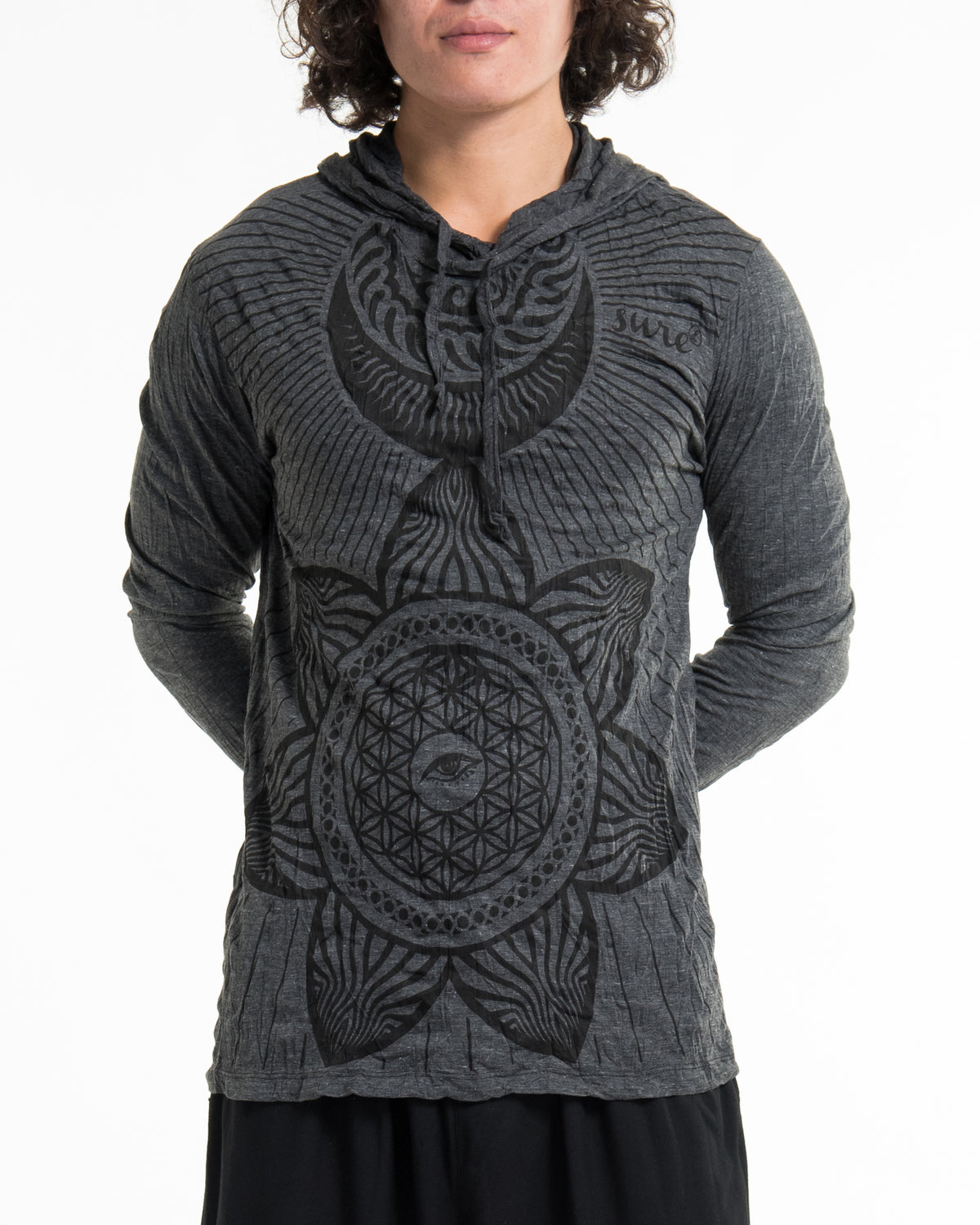 Sure Design Unisex Sacred Geometry Mandala Hoodie Black