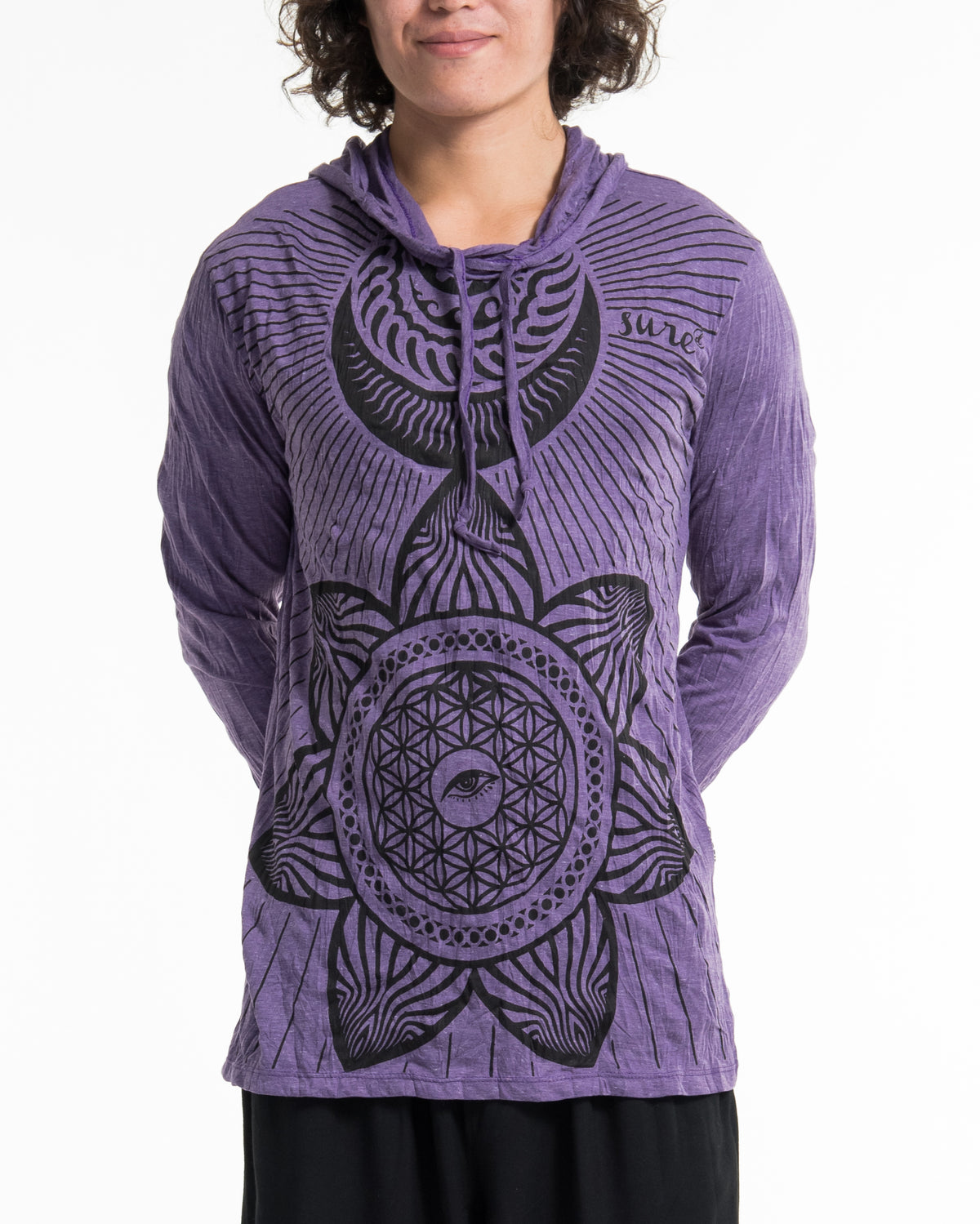 Sure Design Unisex Sacred Geometry Mandala Hoodie Purple