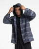 Light Hooded Button Hand-Woven Cotton Jacket in Navy