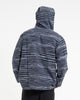Light Hooded Button Hand-Woven Cotton Jacket in Navy