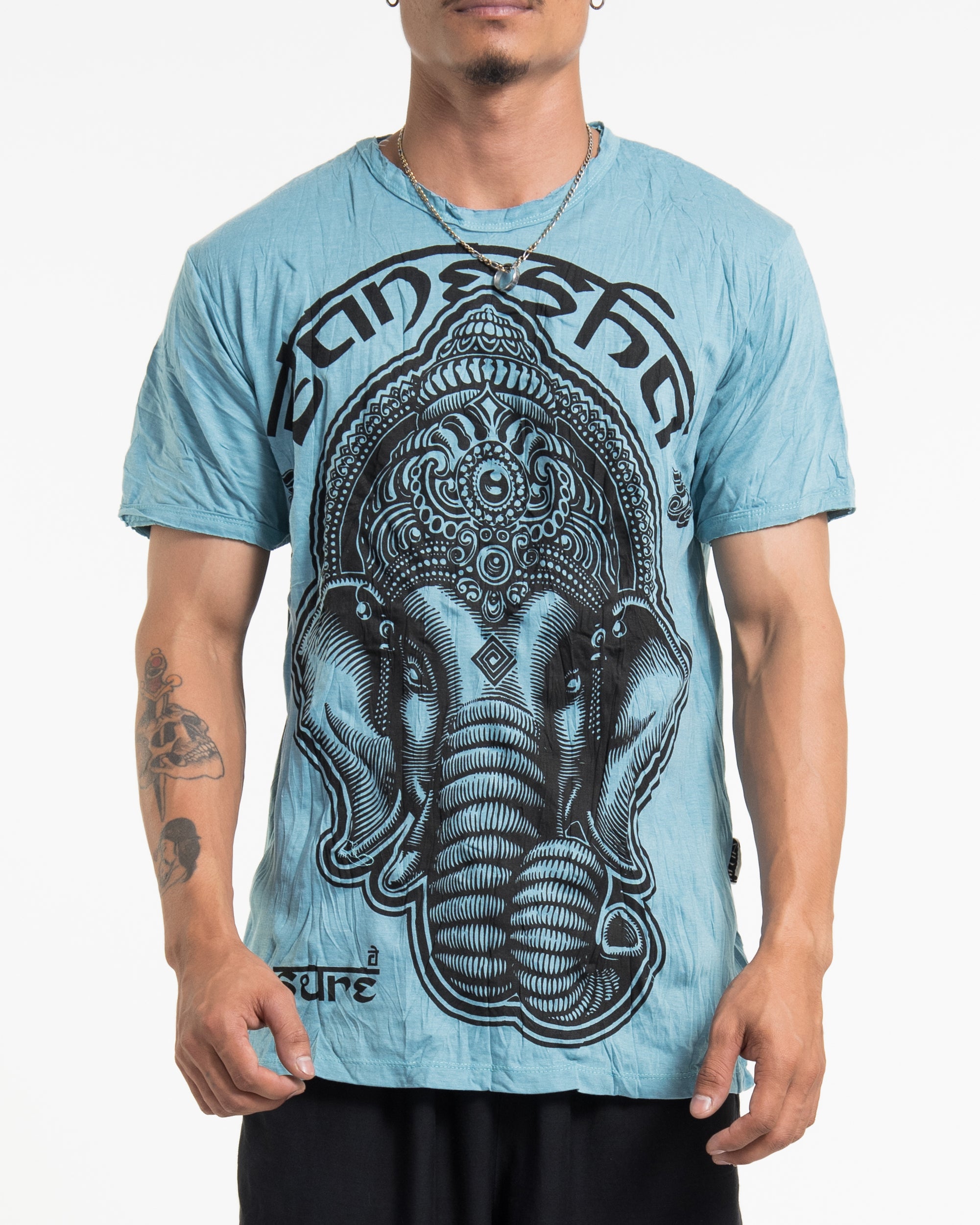 Sure Design Men's Majestic Ganesha T-Shirt Turquoise