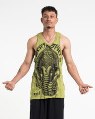Sure Design Men's Majestic Ganesha Tank Top in Lime