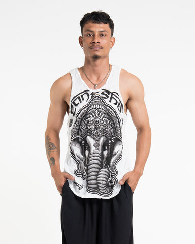 Sure Design Men's Majestic Ganesha Tank Top in White