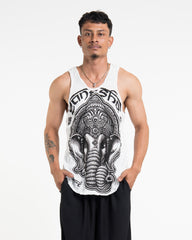 Sure Design Men's Majestic Ganesha Tank Top in White
