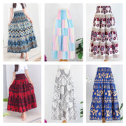 Assorted set of 5 Rayon Print Smocked-Waist Skirt