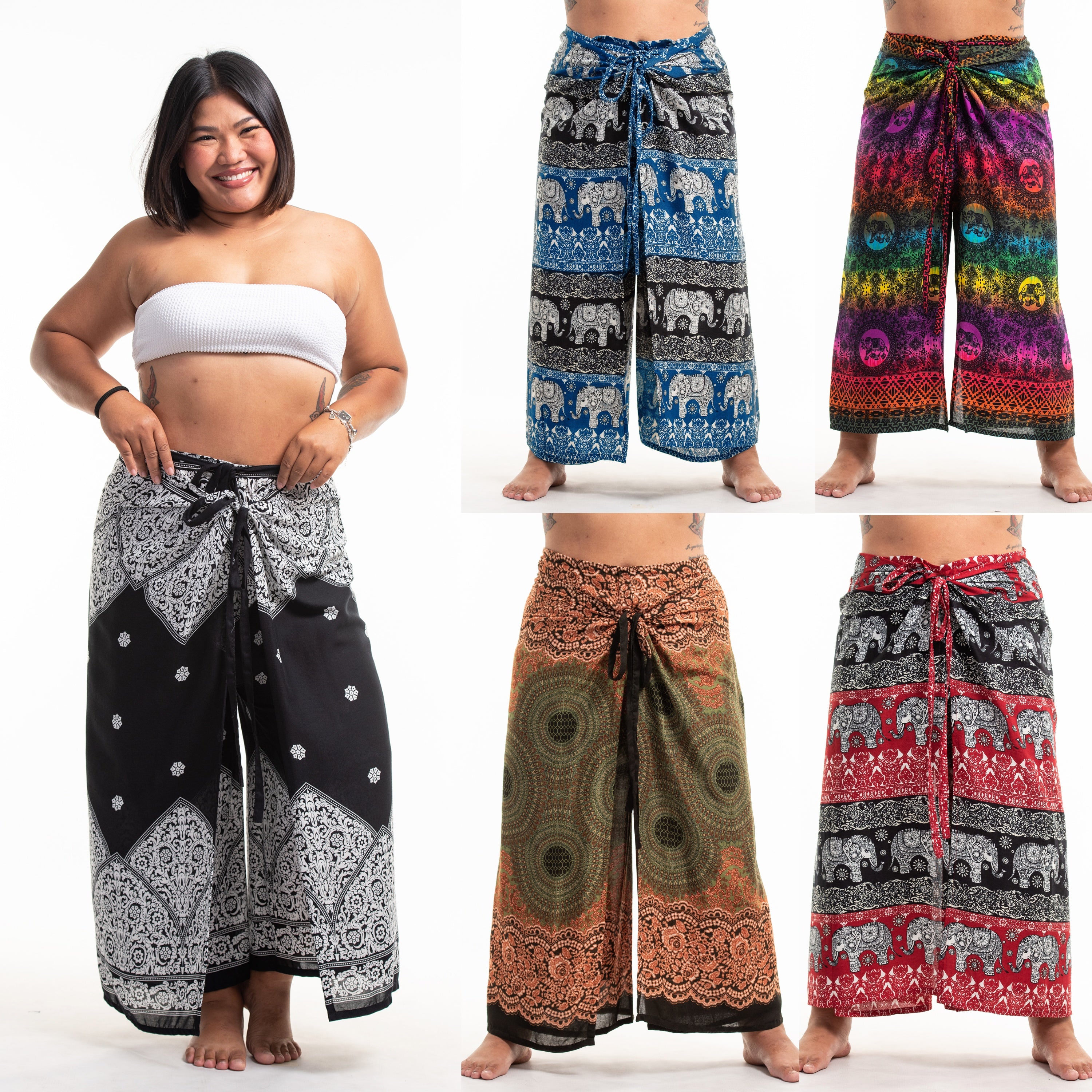 Assorted set of 10 Plus Size Printed Palazzo Wrap Pants – Sure