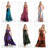 Wholesale Assorted set of 3 Upcycled Patchwork Solid Color Maxi Dress - $50.00