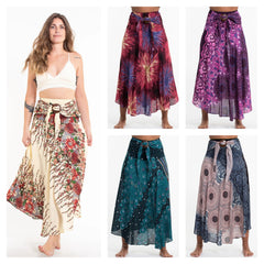 Assorted set of 10 Smocked Maxi Skirt with Coconut Buckle