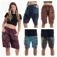 Assorted set of 5 Unisex Indian Patchwork Cotton Shorts