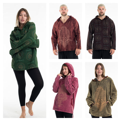 Assorted set of 3 Unisex Stonewash Cotton Hoodie