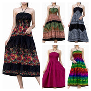 Assorted Set of 5 Rayon Print Smocked Midi Dress