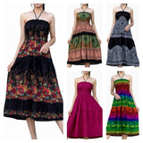 Wholesale Assorted Set of 5 Rayon Print Smocked Midi Dress - $60.00