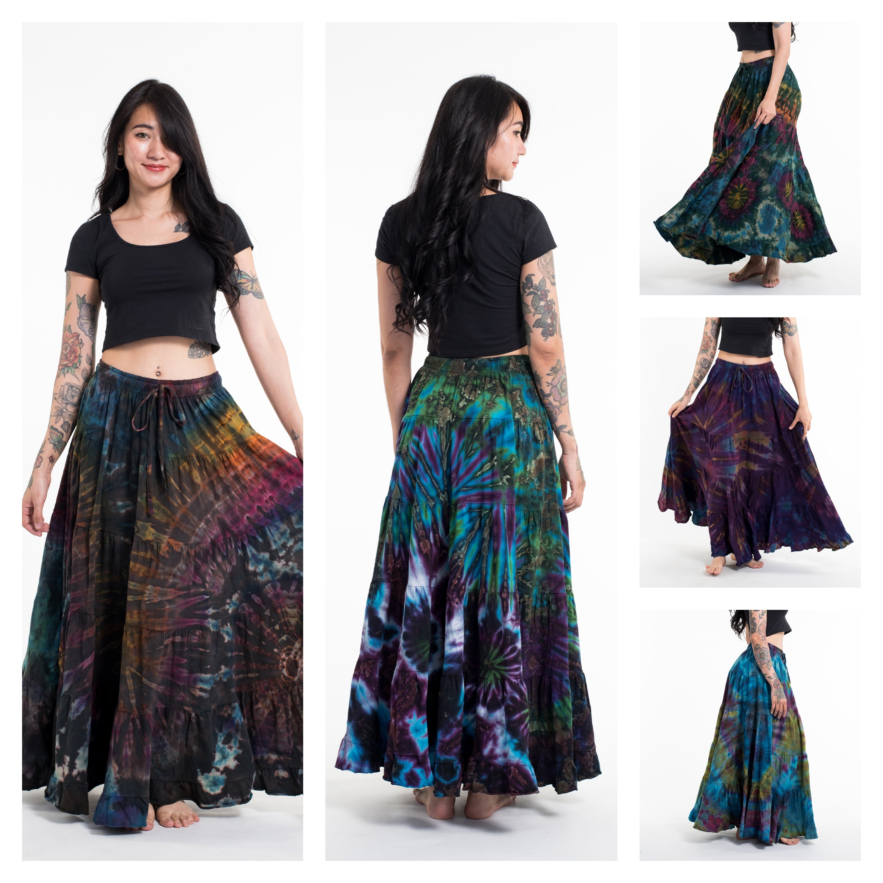 Assorted set of 3 Tie Dye Long Skirt