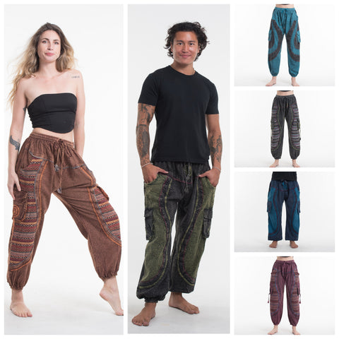 Assorted set of 5 Unisex Patchwork Stonewashed Cargo Cotton Pants