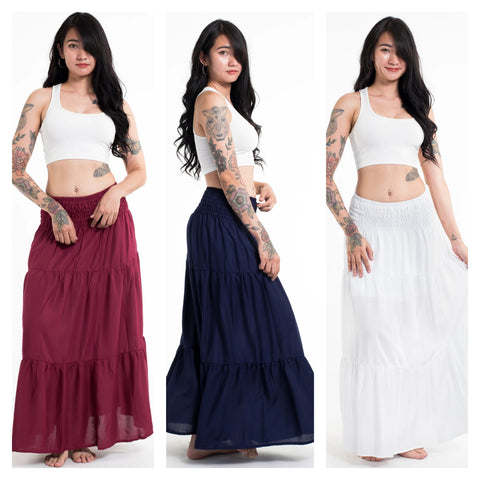 Assorted set of 5 Solid Color Midi Skirt