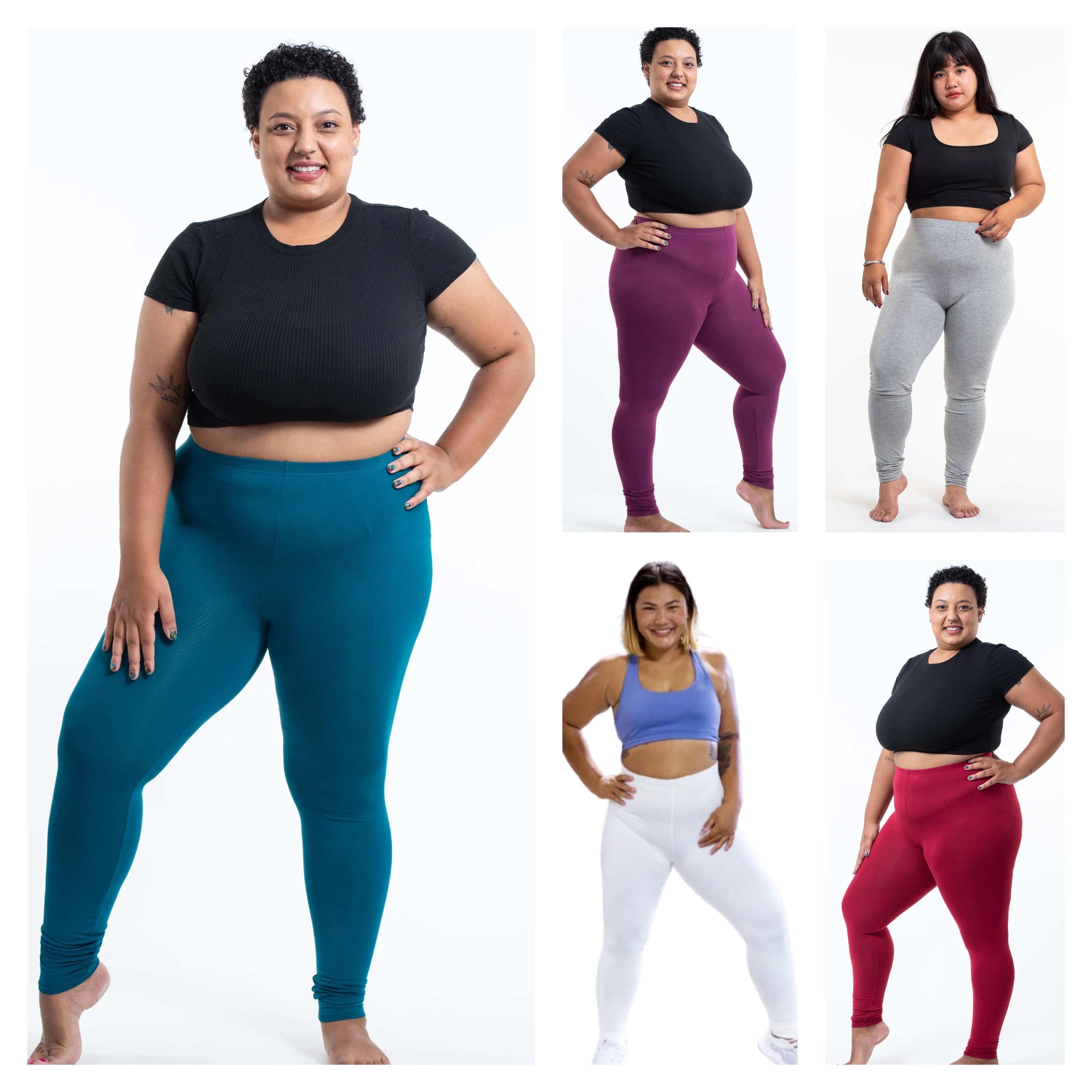 Assorted set of 5 PLUS SIZE Solid Color  Leggings