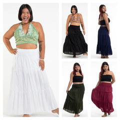 Assorted set of 5 Plus Size Solid Color Midi Skirt