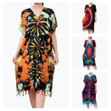 Wholesale Assorted Set of 5 Boho Thai Tie-Dye Kaftan Dress - $27.75