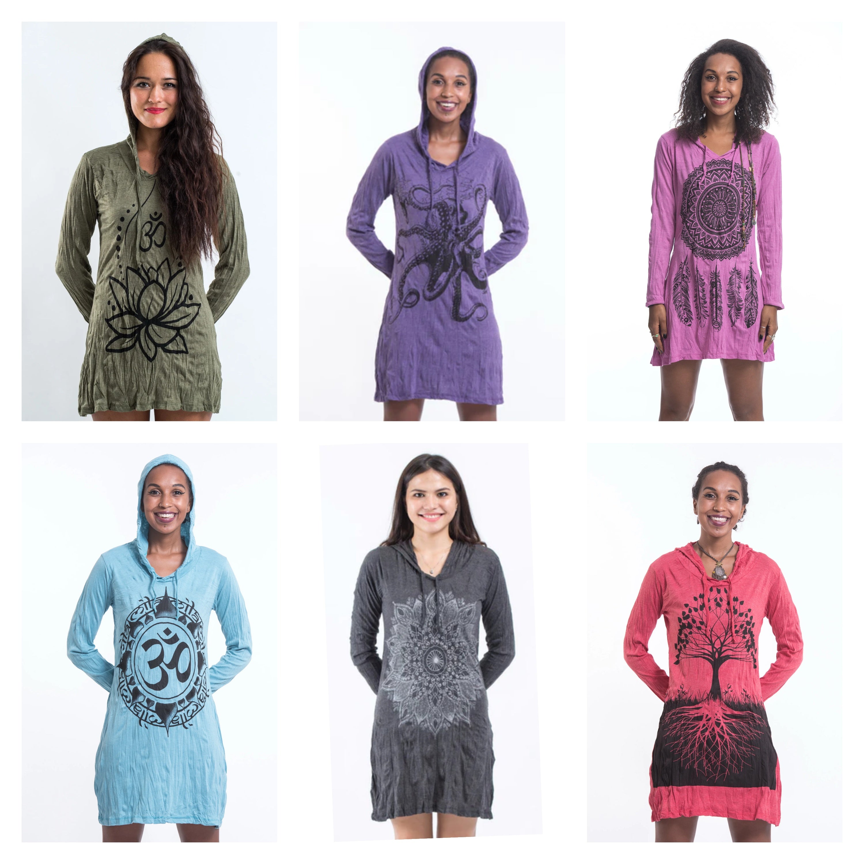 Assorted set of 5 Sure Design Unisex Hoodie Dress