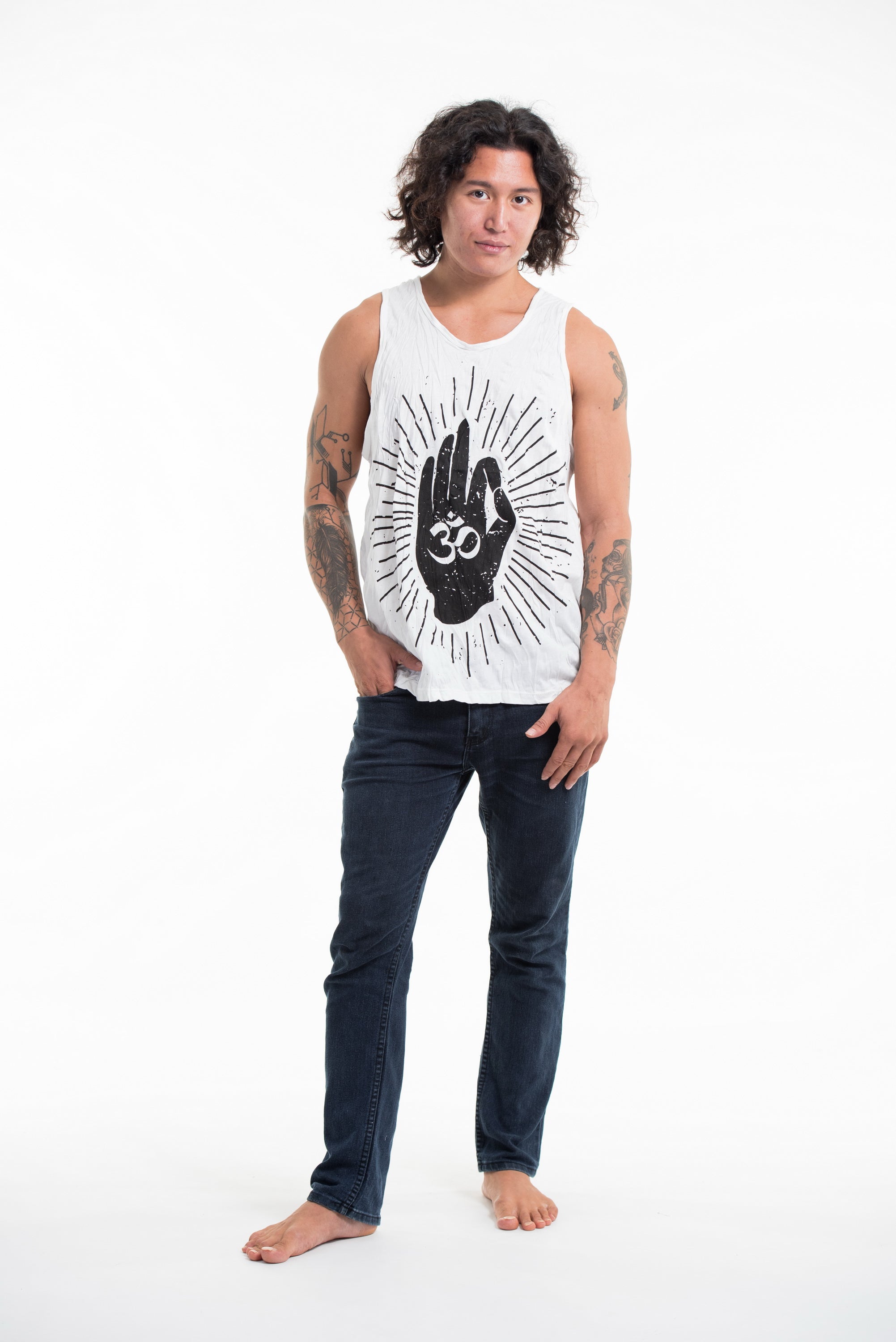 Sure Design Men's Hand of Om Tank Top White