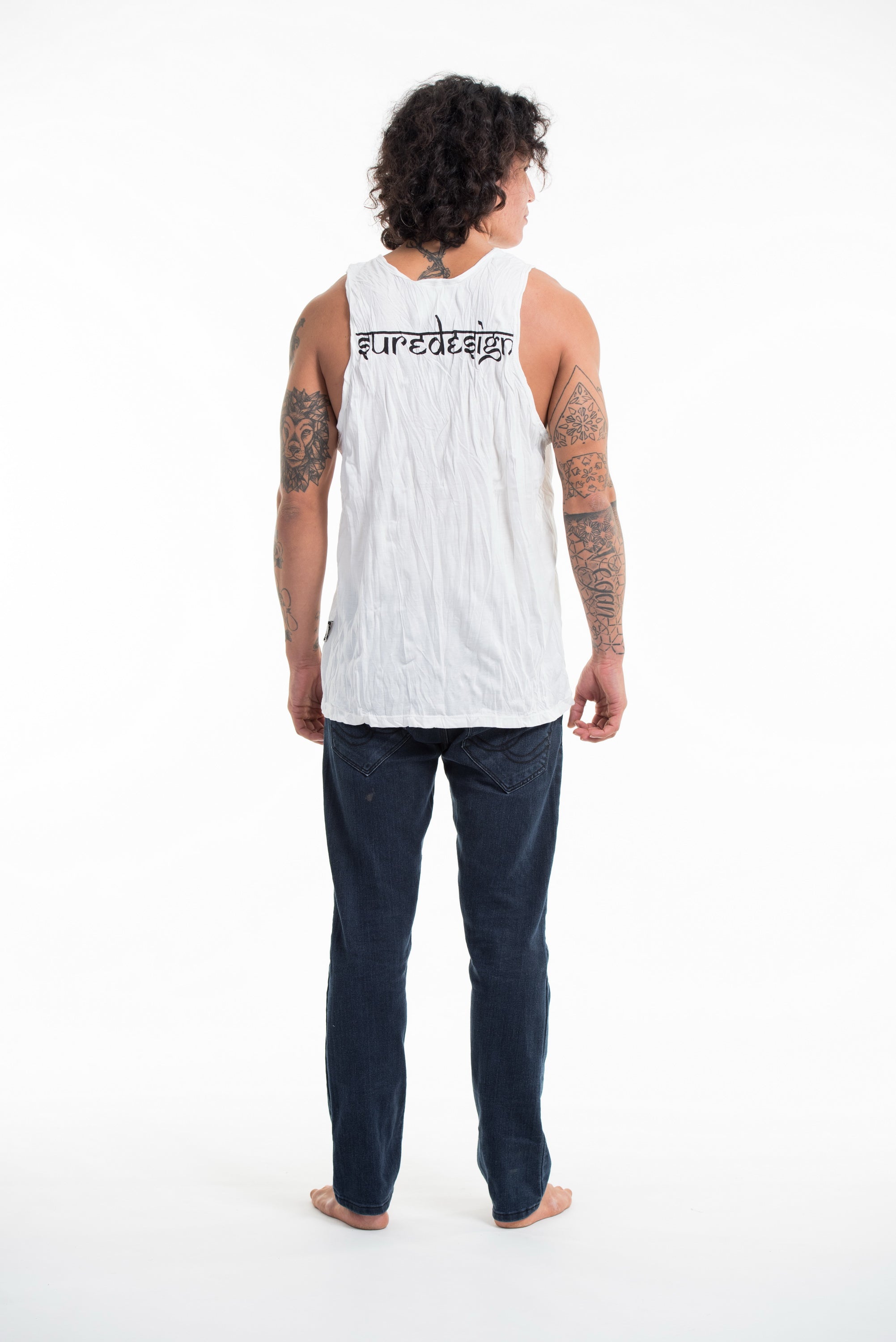 Sure Design Men's Spiritual Shroom Cat Tank Top White