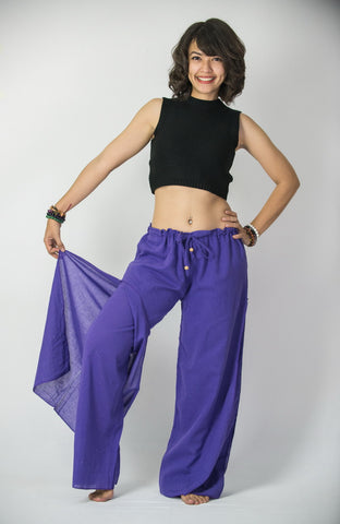 Women's Thai Harem Double Layers Palazzo Pants in Solid Purple
