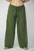 Women's Thai Harem Double Layers Palazzo Pants in Solid Green