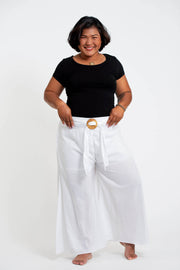 Plus Size Women's Thai Harem Palazzo Pants in Solid White