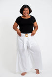 Wholesale Plus Size Women's Thai Harem Palazzo Pants in Solid White - $12.75